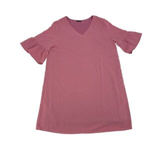 Gracyoga Chic Mauve Polka Dot V-Neck Ruffle Sleeve Mini Dress Size XL Women’s